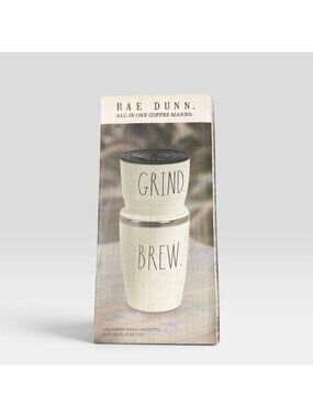 Rae Dunn Grind Brew All‑In‑One Portable Coffee Maker 15g Bean 6oz Cup NIB